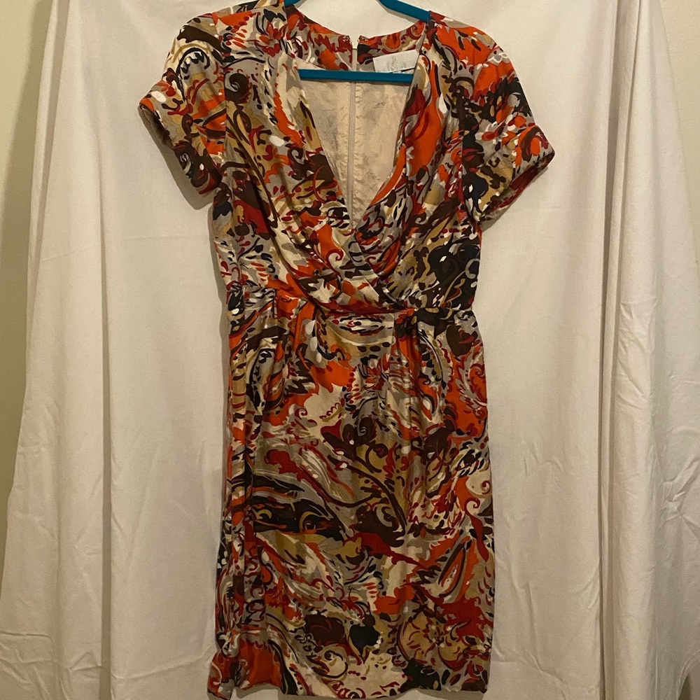 Badgely Mischka Colorful Pattern Dress Scoop Neck